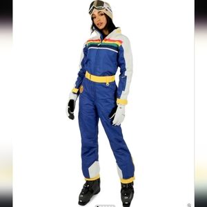 NWT! Tipsy Elves, Women's Mile High Snow Suit, Blue Multi, Size XS, MSRP $300